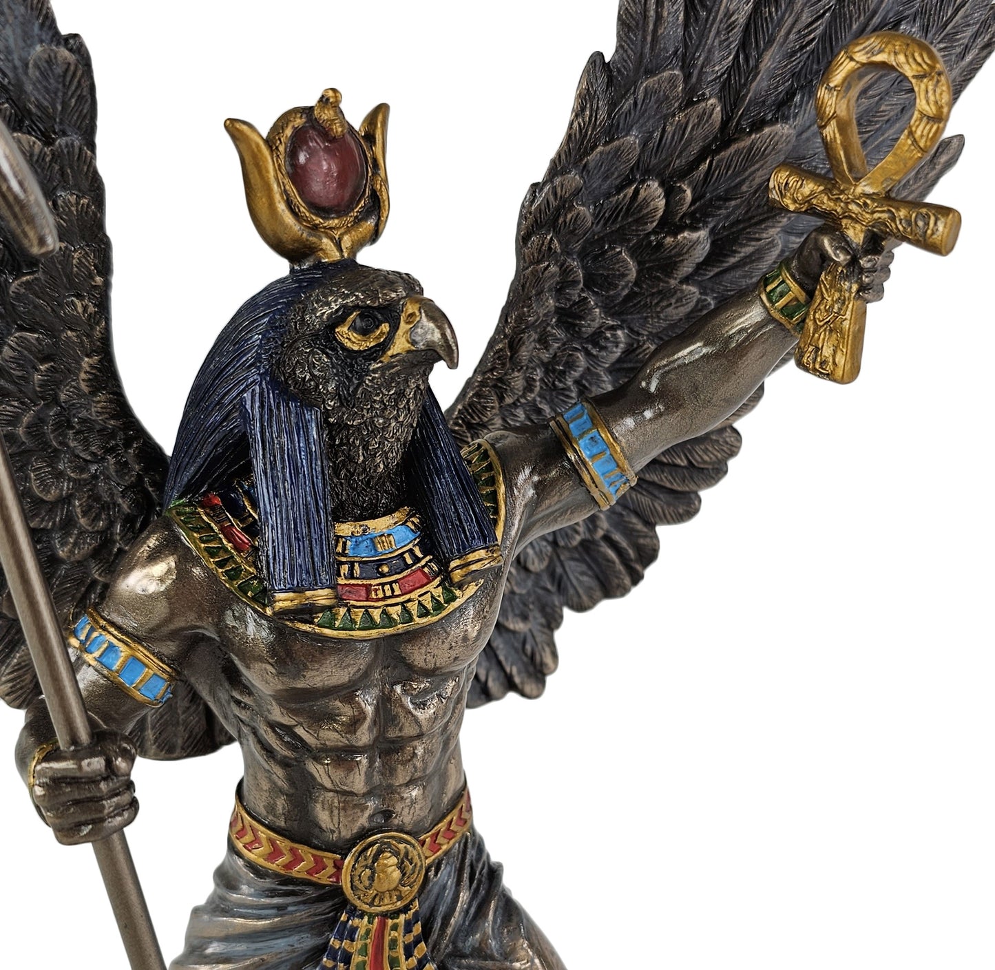 10" Ra Egyptian King of Deities Sun God Holding Scepter Ankh Statue Bronze Color