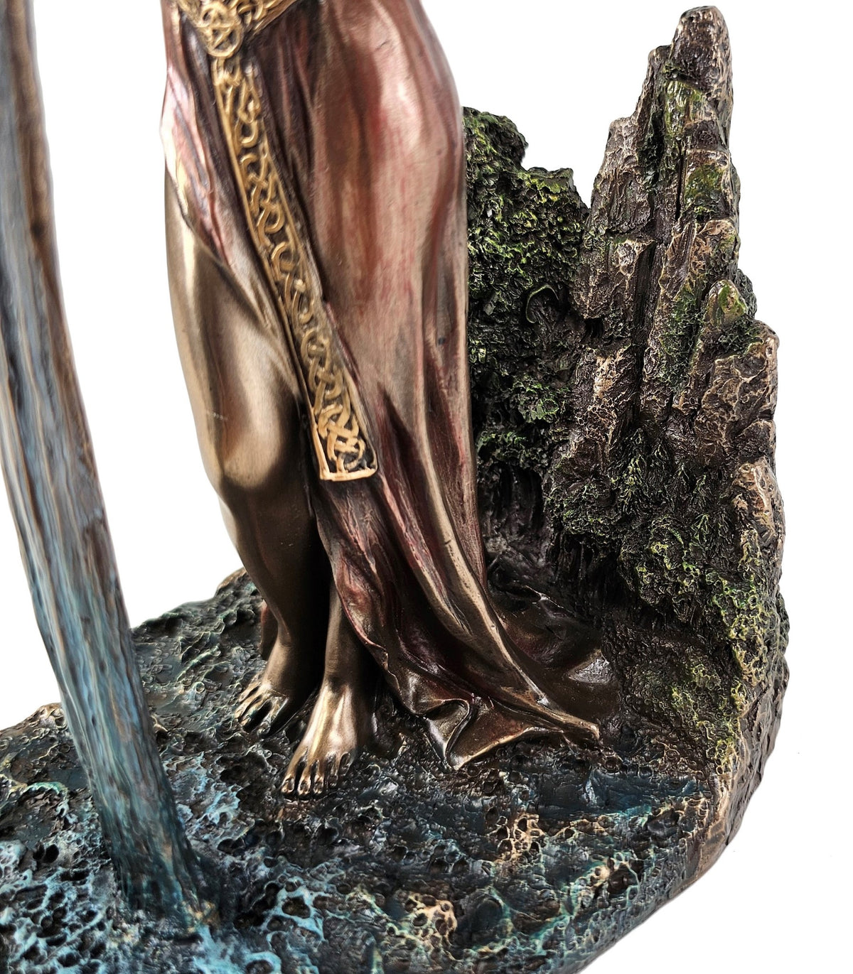 8 3/4 Celtic Mother Goddess o Nature Danu Holding Waterfall Statue Bronze Finish