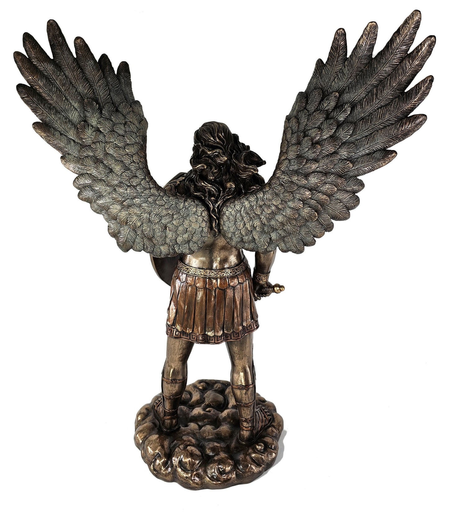 29" Saint Michael ARCHANGEL W Sword & Battle Shield Statue Bronze Finish Angel