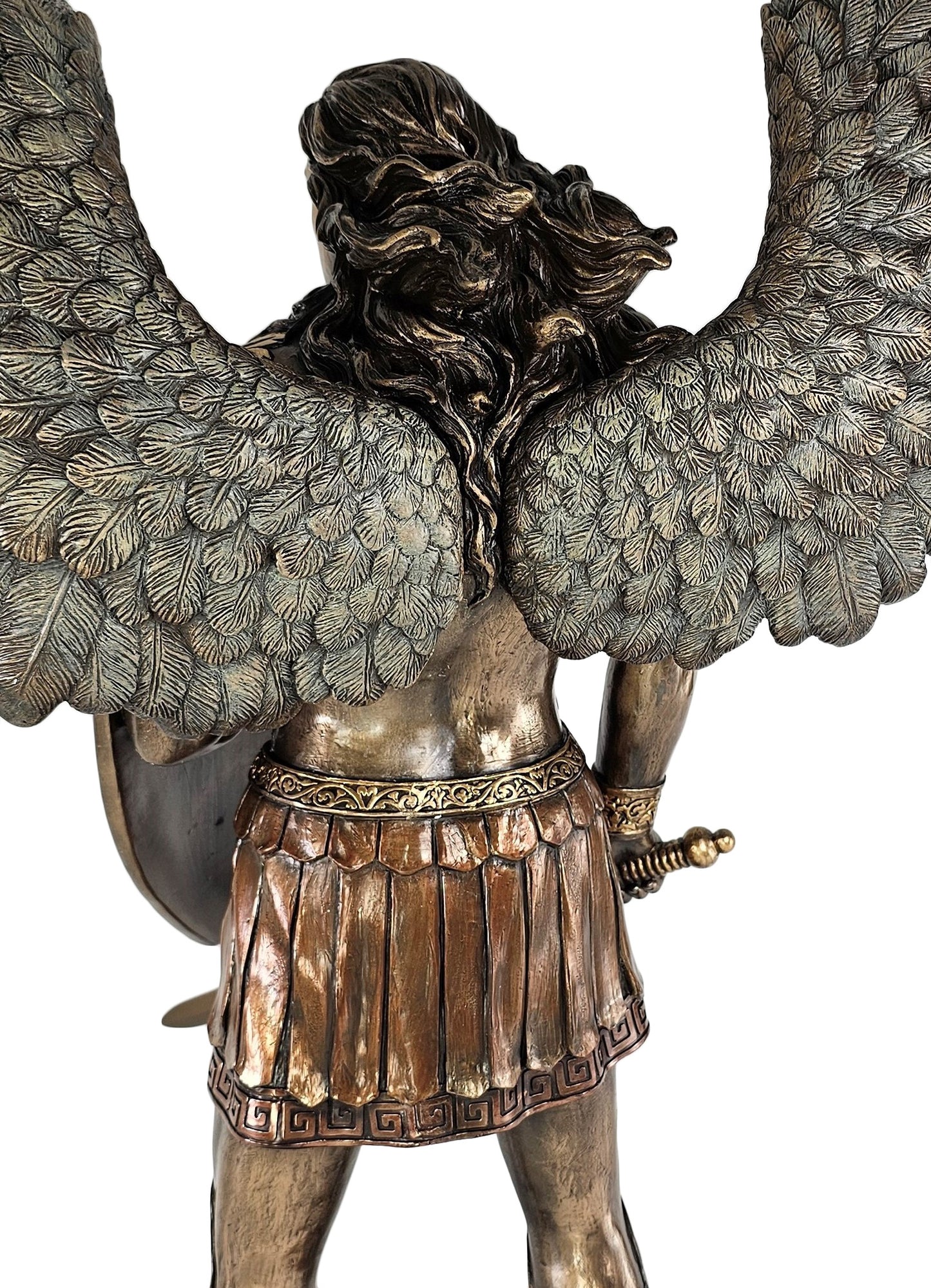 29" Saint Michael ARCHANGEL W Sword & Battle Shield Statue Bronze Finish Angel