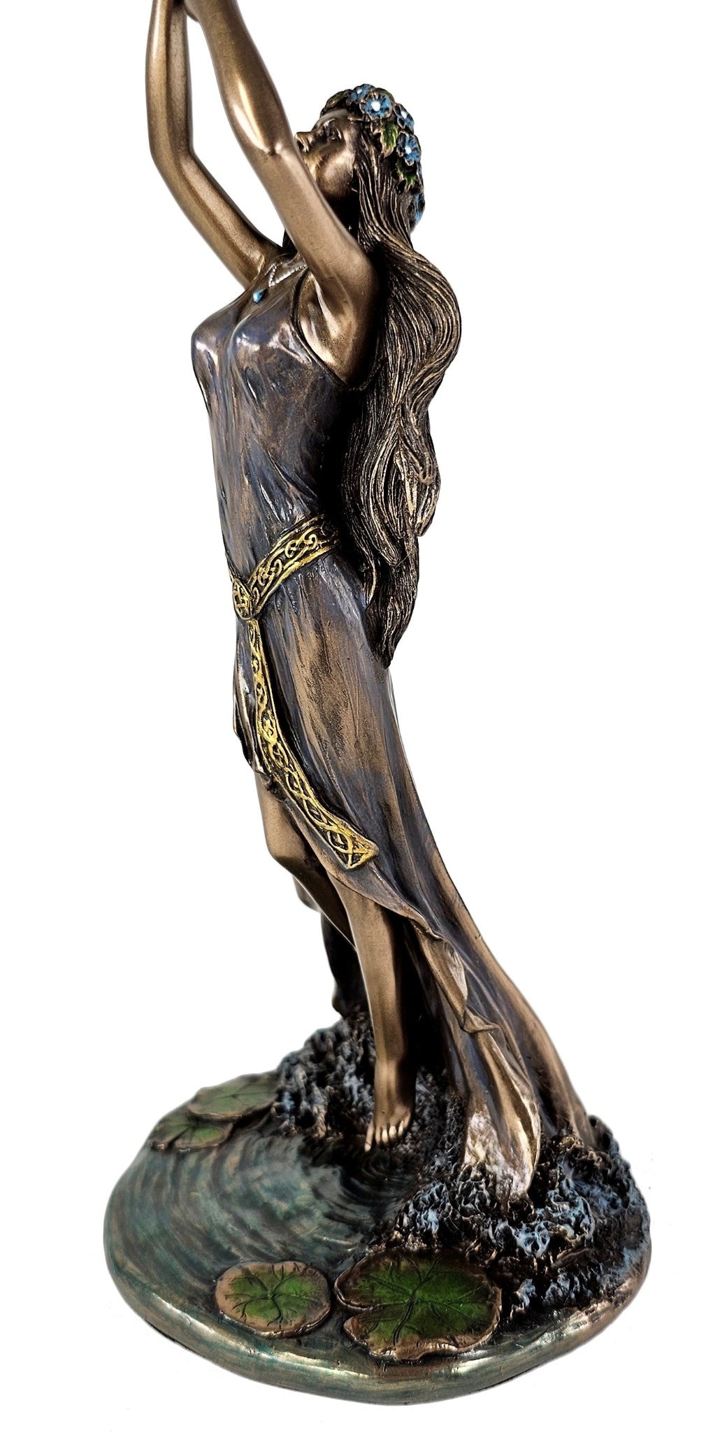 13" Lady of the Lake Viviane Holding Excalibur Sword Statue Bronze Finish
