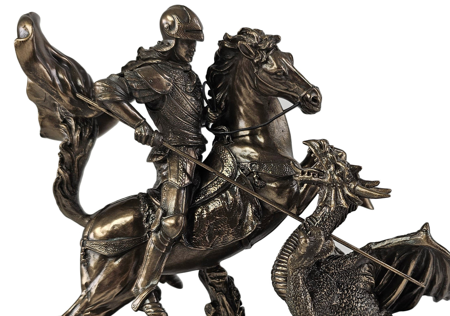 6 1/2" St George The Dragon Slayer Statue Antique Bronze Color