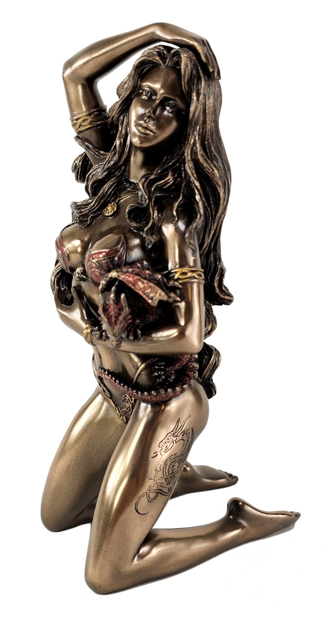 7" Mother of Dragons Semi Nude Sexy Female Lady Statue Bronze Finish