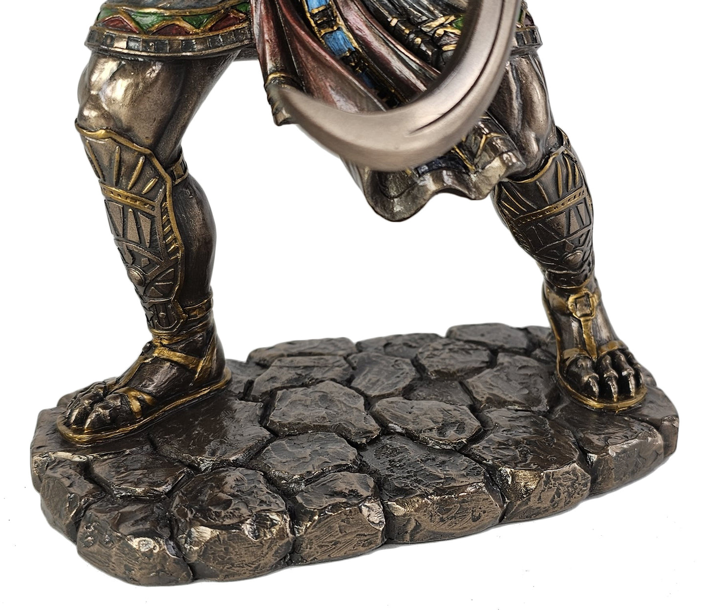 8.5" Egyptian Anubis Statue Wielding Dual Khopesh Swords Bronze Color
