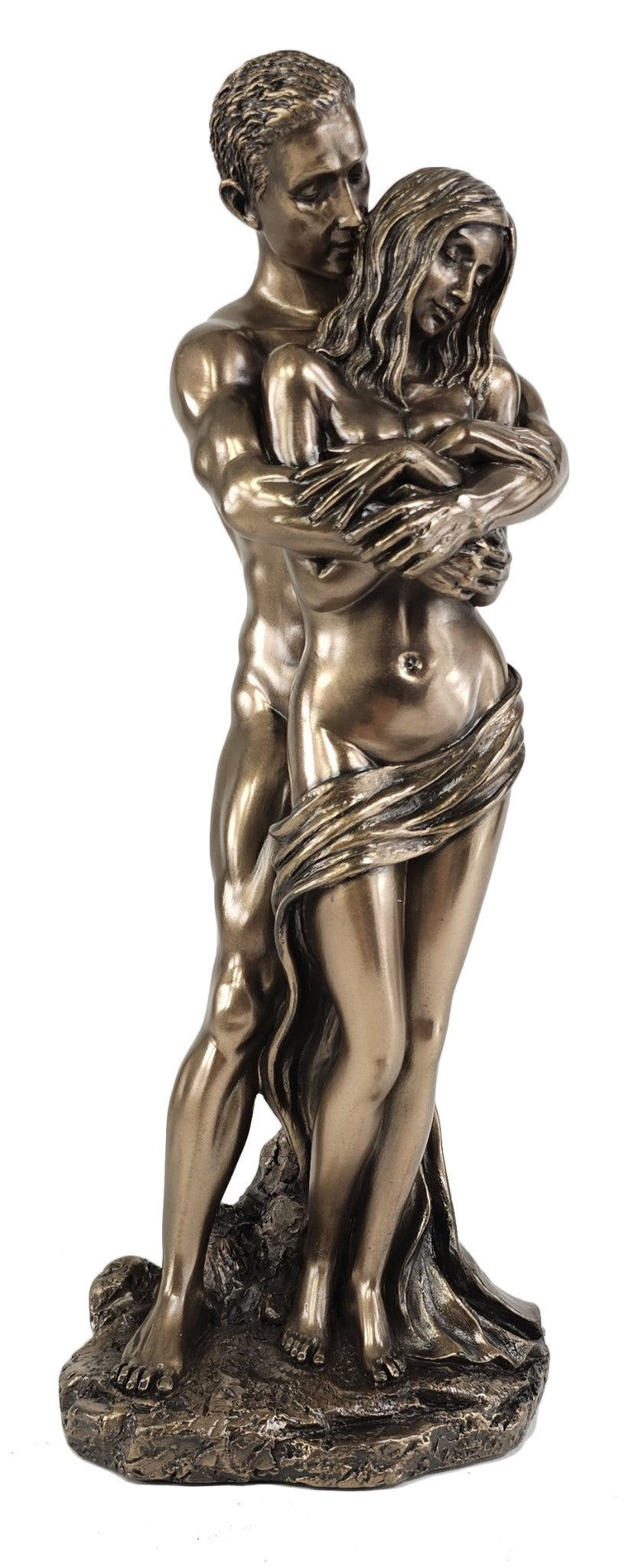 11" Lovers Embrace Hugging From Behind Nude Male & Female Statue Bronze Finish