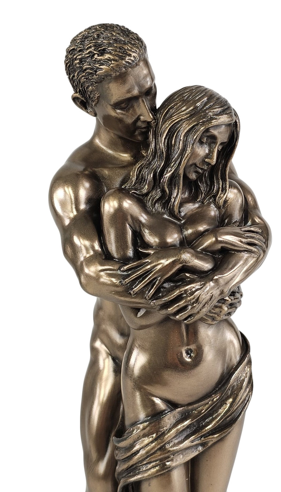11" Lovers Embrace Hugging From Behind Nude Male & Female Statue Bronze Finish
