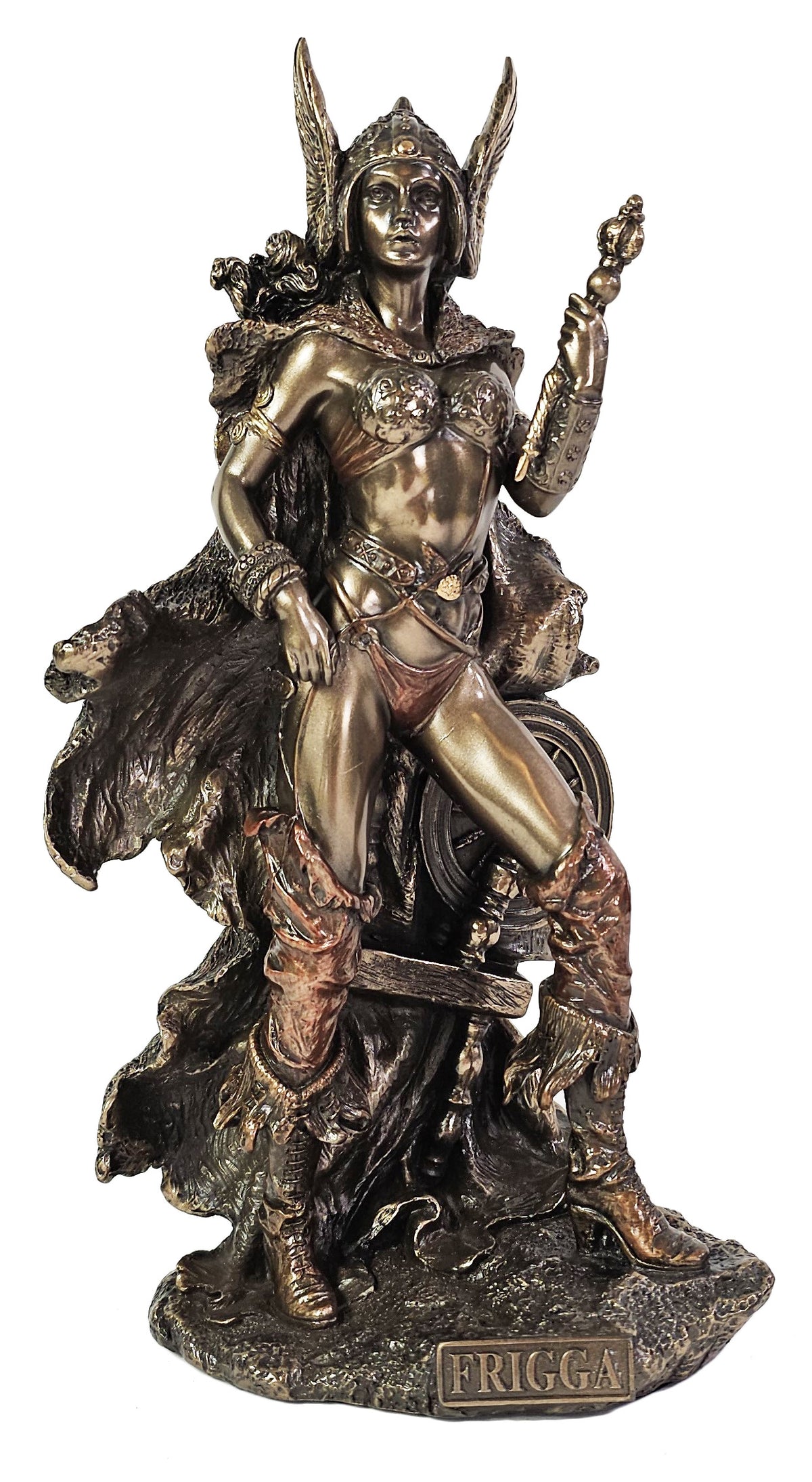 10" Frigga Standing Viking Norse Mythology Goddess Love Statue Bronze Finish
