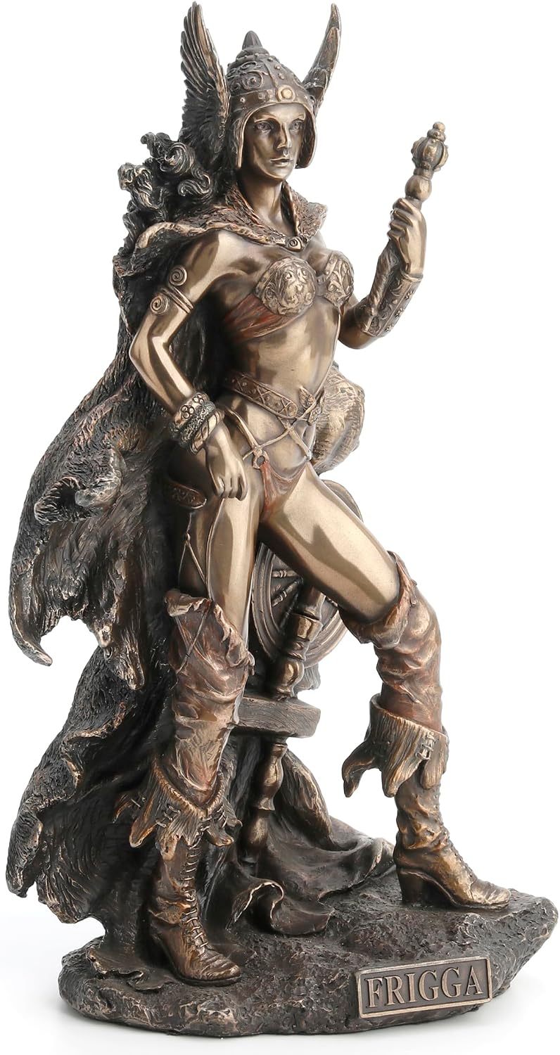 10" Frigga Standing Viking Norse Mythology Goddess Love Statue Bronze Finish