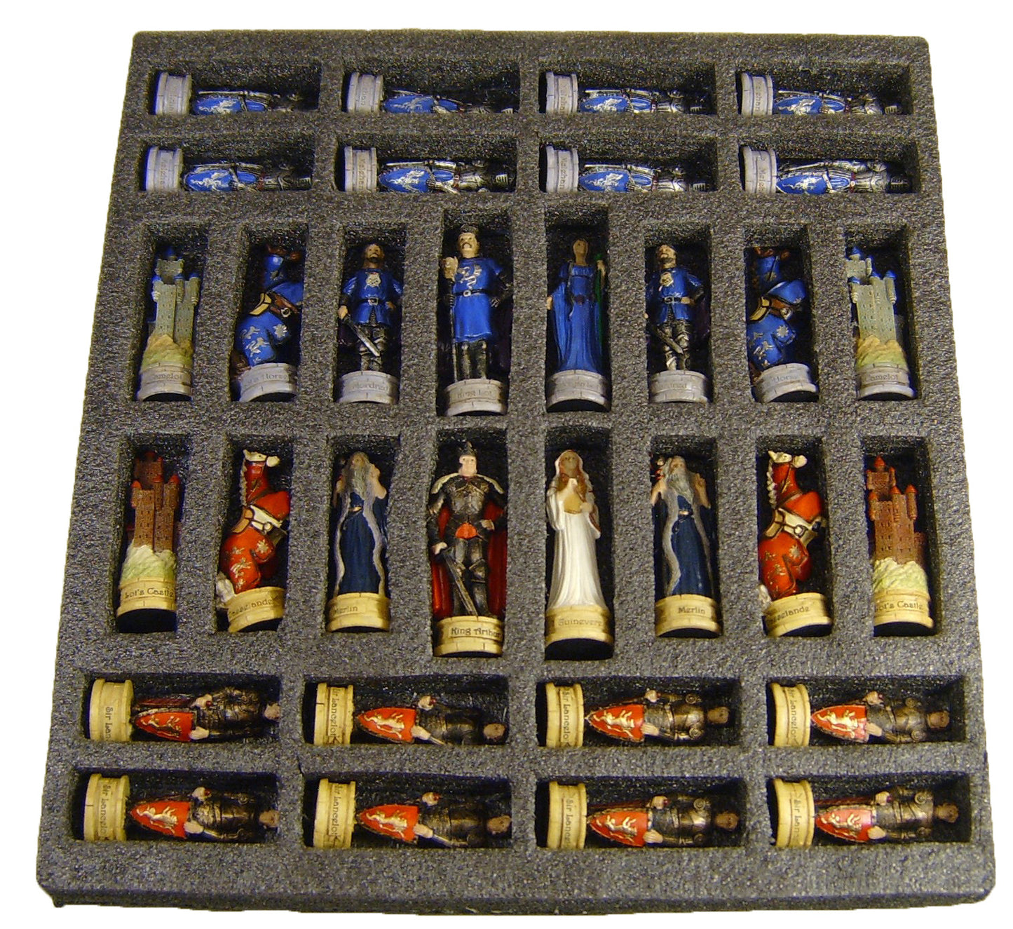 Medieval Times Crusade King Arthur Camelot Knights Chess Set Walnut Color Board