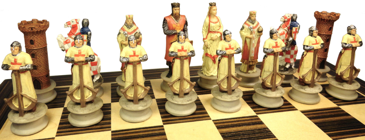 Medieval Times Crusades Arabian vs Christian Chess set 14" Ebony & Maple Board