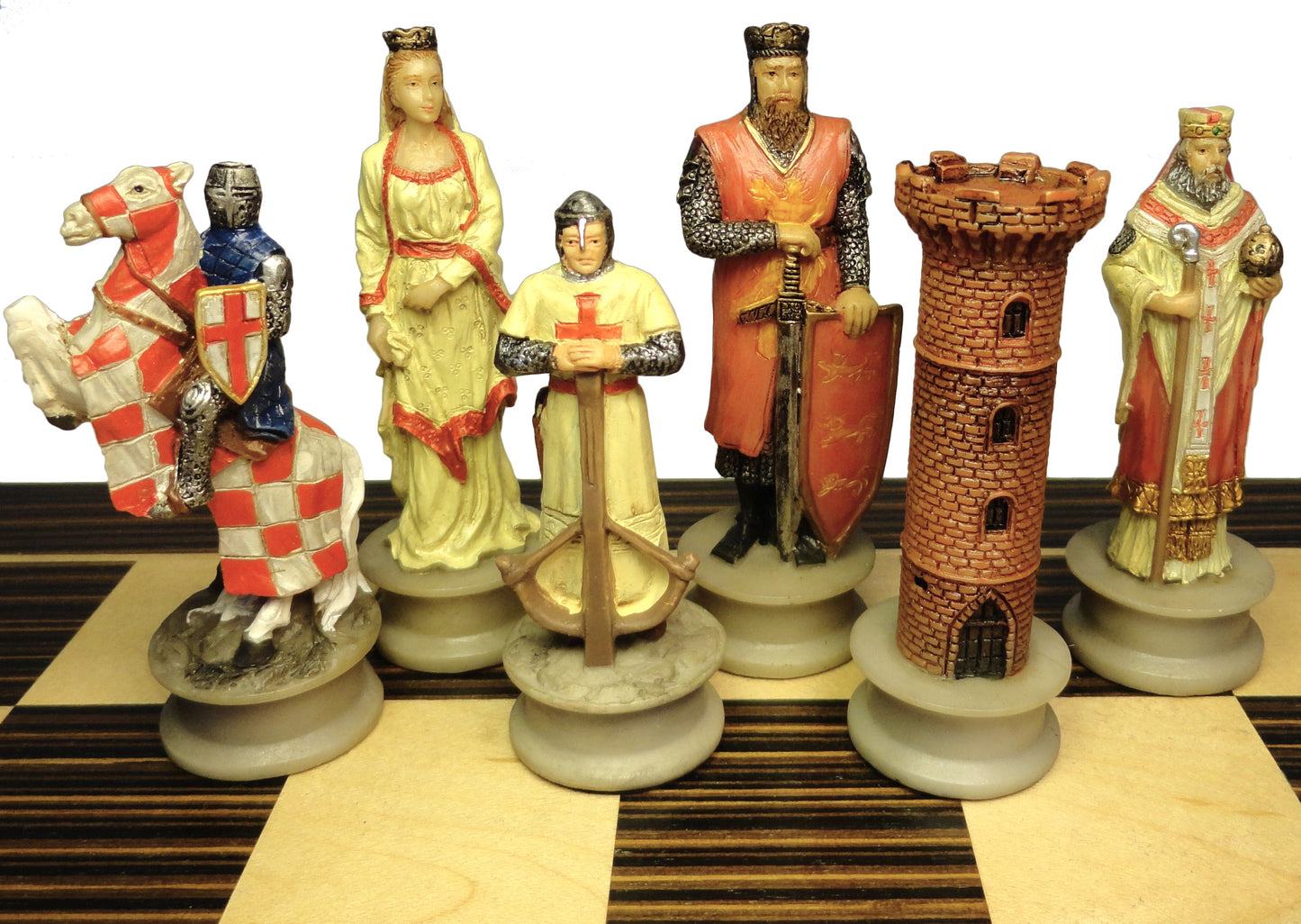Medieval Times Crusades Arabian vs Christian Chess set 14" Ebony & Maple Board