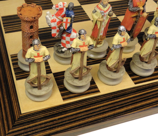 Medieval Times Crusades Arabian vs Christian Chess set 14" Ebony & Maple Board