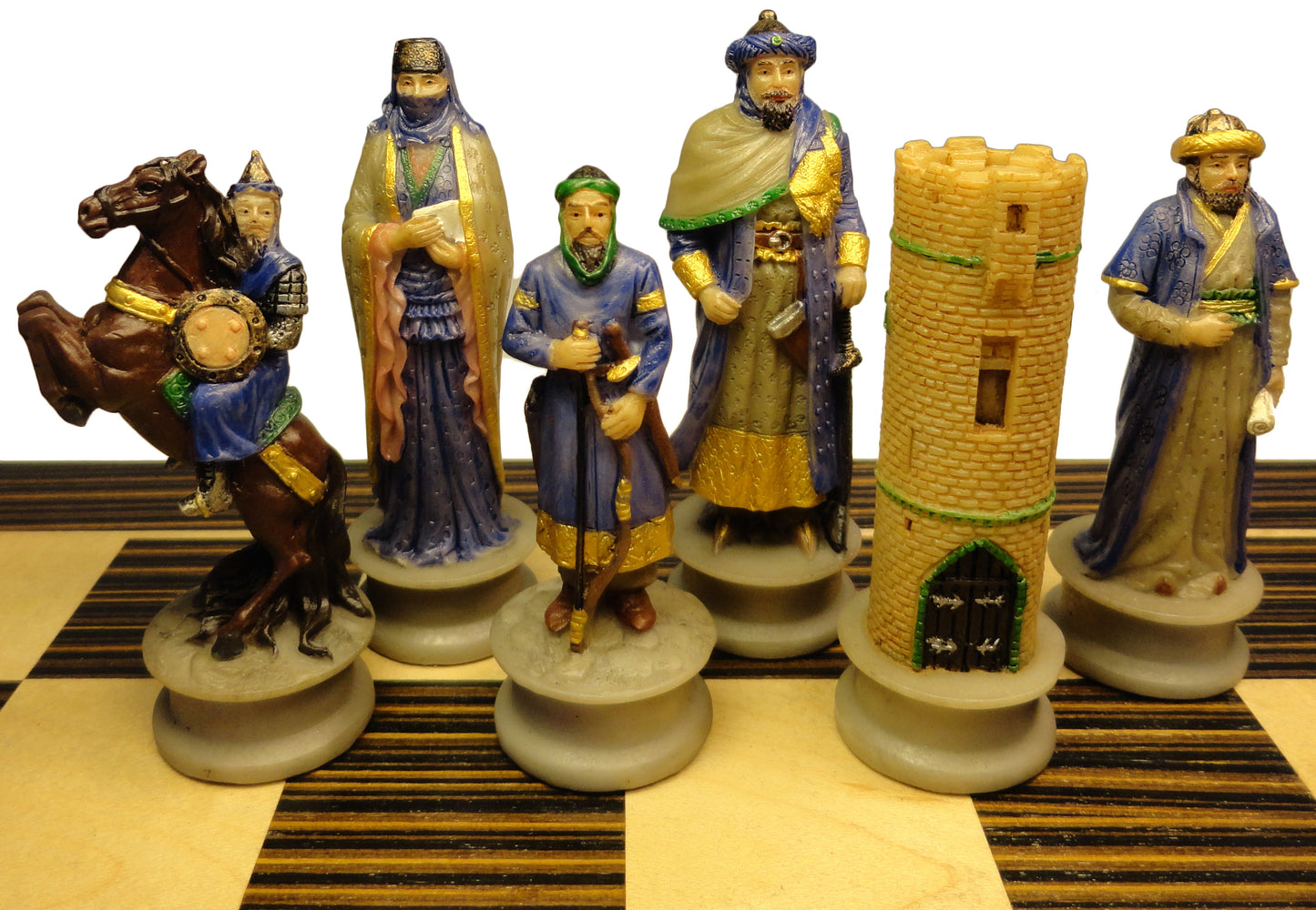 Medieval Times Crusades Arabian vs Christian Chess set 14" Ebony & Maple Board