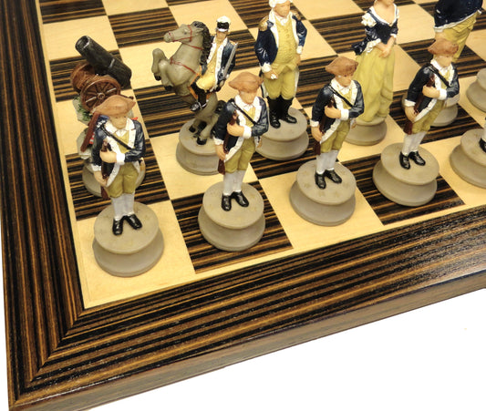 American REVOLUTION Chess Set W 14" Ebony Black & Maple Wood Board Independence
