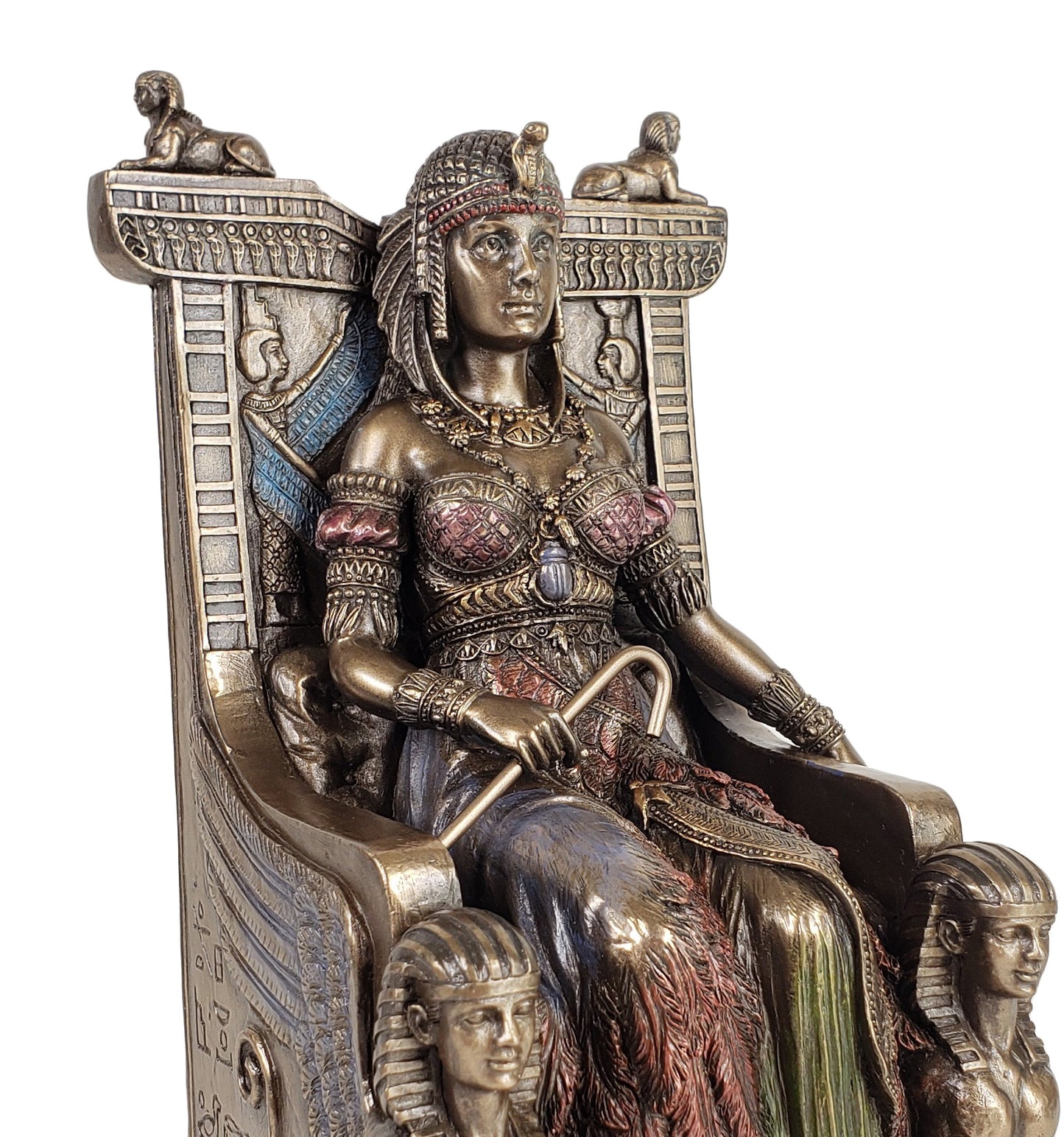 EGYPTIAN QUEEN CLEOPATRA on Throne Statue / Sculpture Bronze Finish egypt