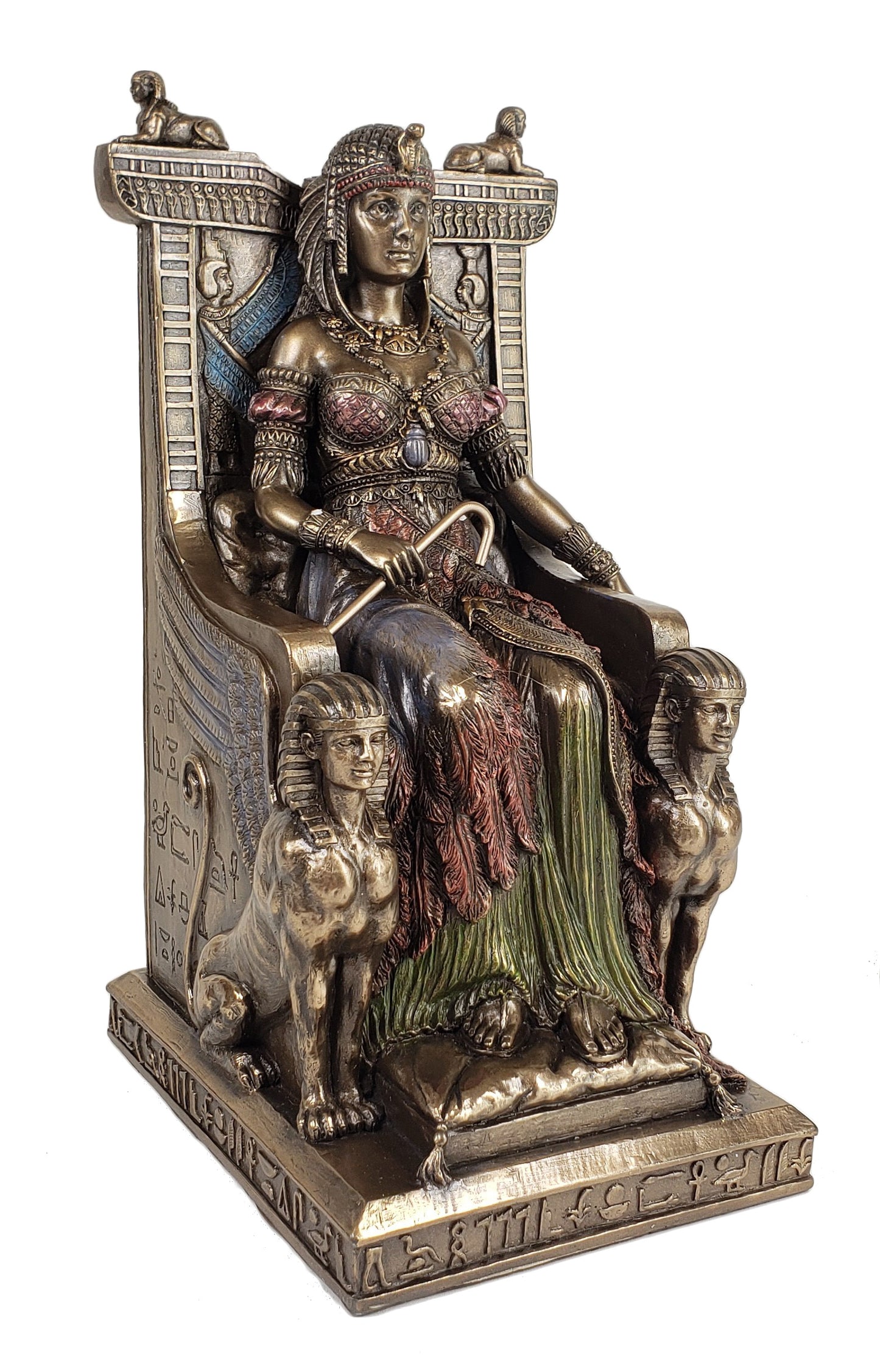 EGYPTIAN QUEEN CLEOPATRA on Throne Statue / Sculpture Bronze Finish egypt