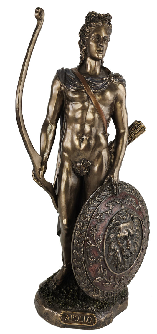 11 3/4" Apollo God of Sun W/ Bow Greek Mythology Statue Bronze Finish semi nude