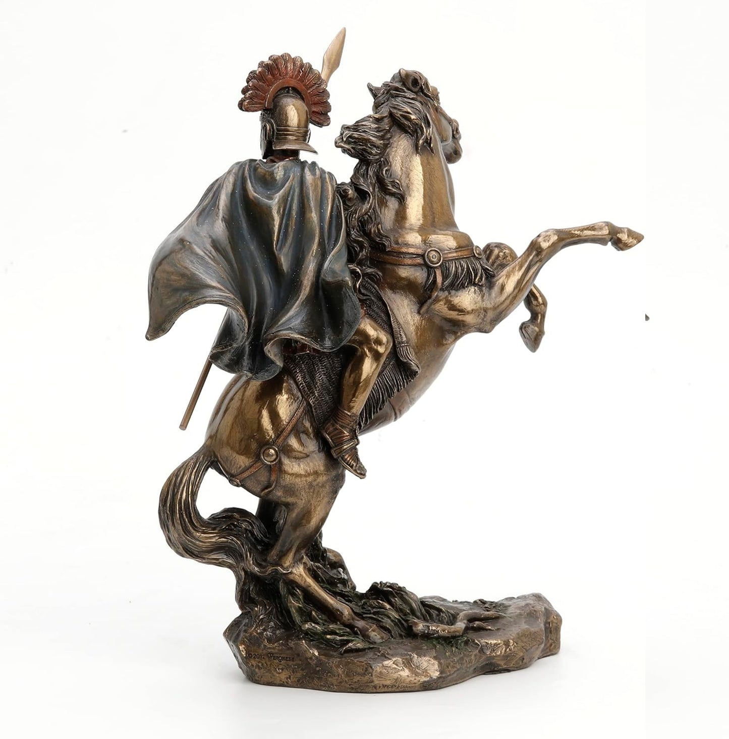 10" roman Centurion Officer Soldier on Horse with SPEAR Statue Bronze Finish