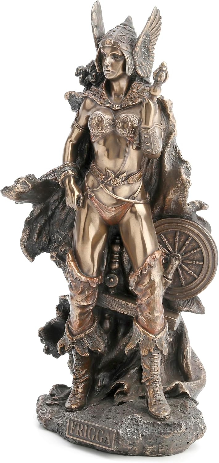 10" Frigga Standing Viking Norse Mythology Goddess Love Statue Bronze Finish