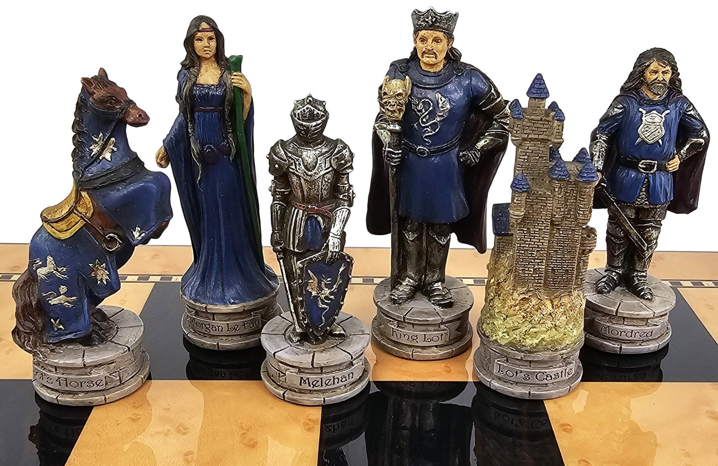 Medieval Times Crusade King Arthur Camelot Knights Chess Set Walnut Color Board