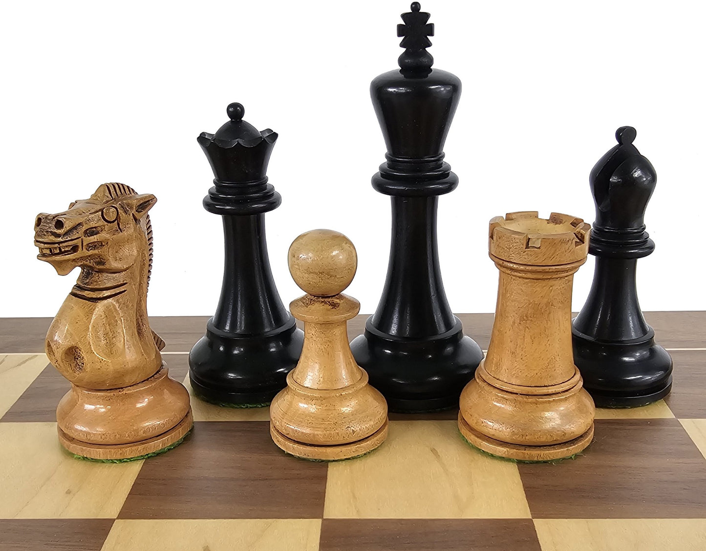 Black / Antiqued 4 5/8 King Anderssen Staunton Wood Large Chess Men Set NO Board