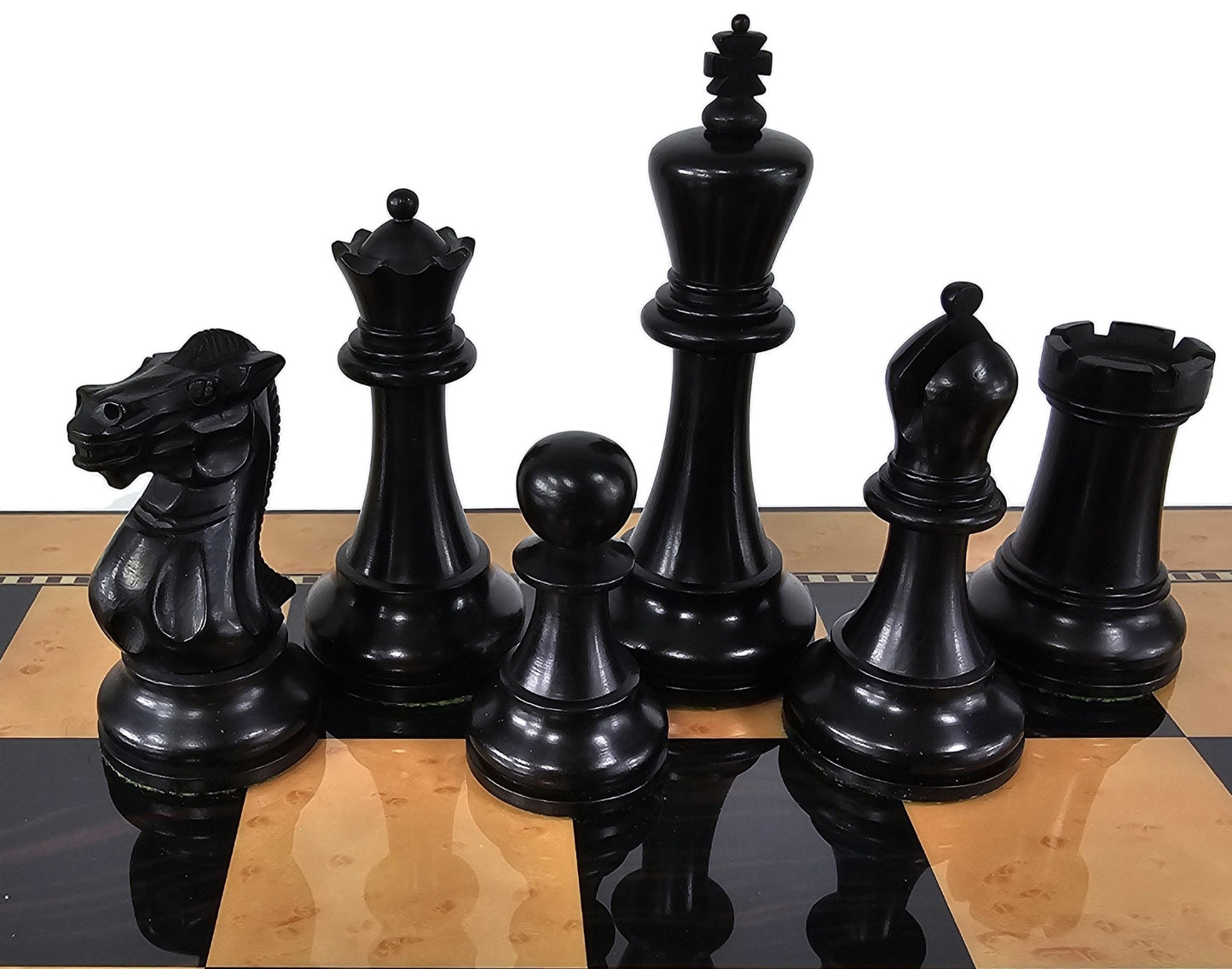 Large Black /Distressed Ceska 2Tone Staunton Wood Chess Set Walnut Color Storage