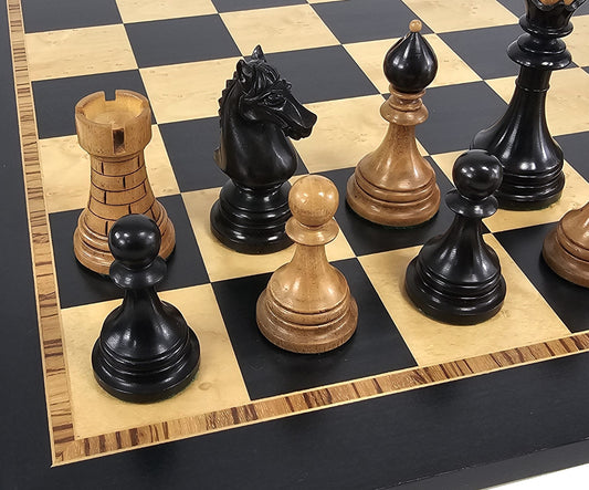 Black / Antiqued 4 1/8" Kg Ceska 2tone Staunton Chess Set Large 20.5 Ebony Board
