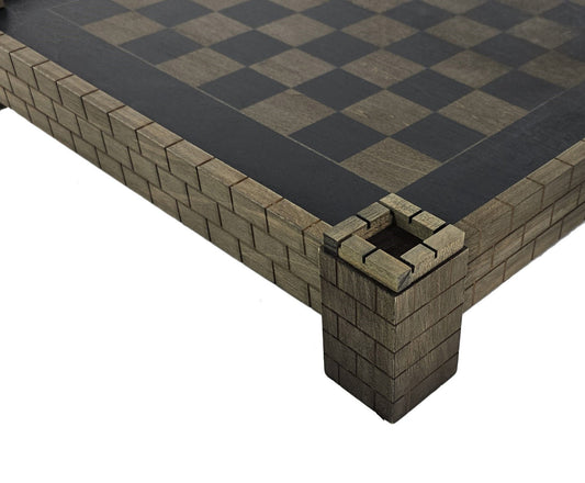 18 Inch Medieval Times Fortress / Castle Chess Board with 1.59 inch Squares