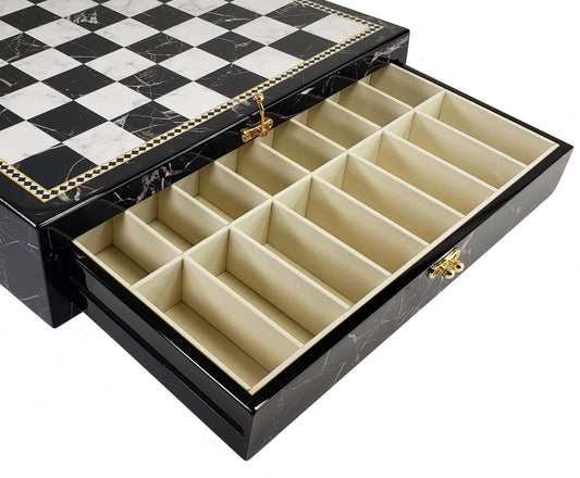 17 1/4" Drawer Storage Chess Board Black & White Faux Marble 1 7/8 inch Squares