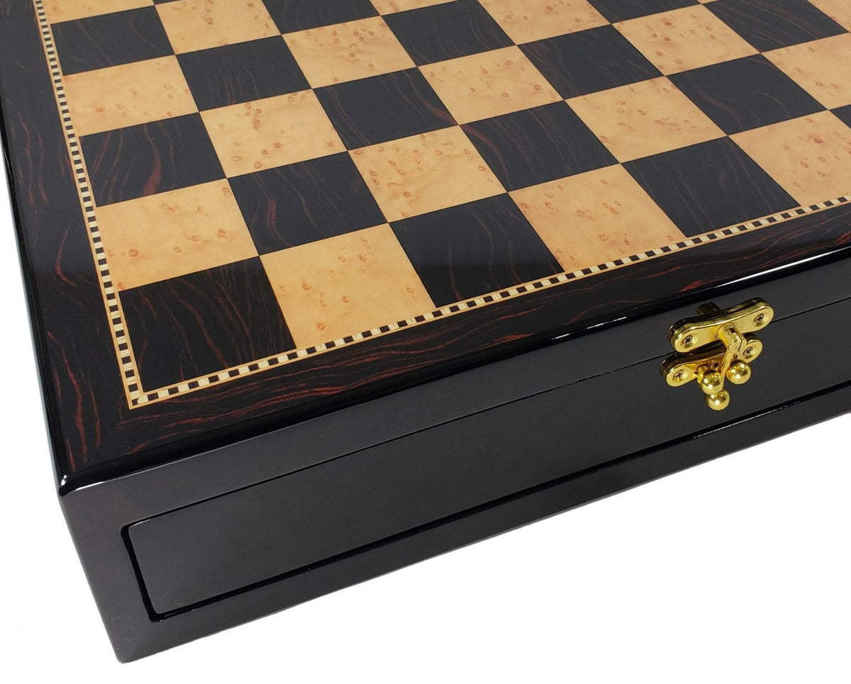 17 1/4" Drawer Storage Chess Board Dark Walnut Color 1 7/8 inch Squares