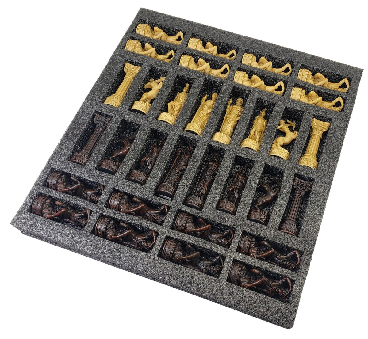 Zeus & Hera Greek Roman Mythology Gods Chess Set with 17" Castle Fortress Board
