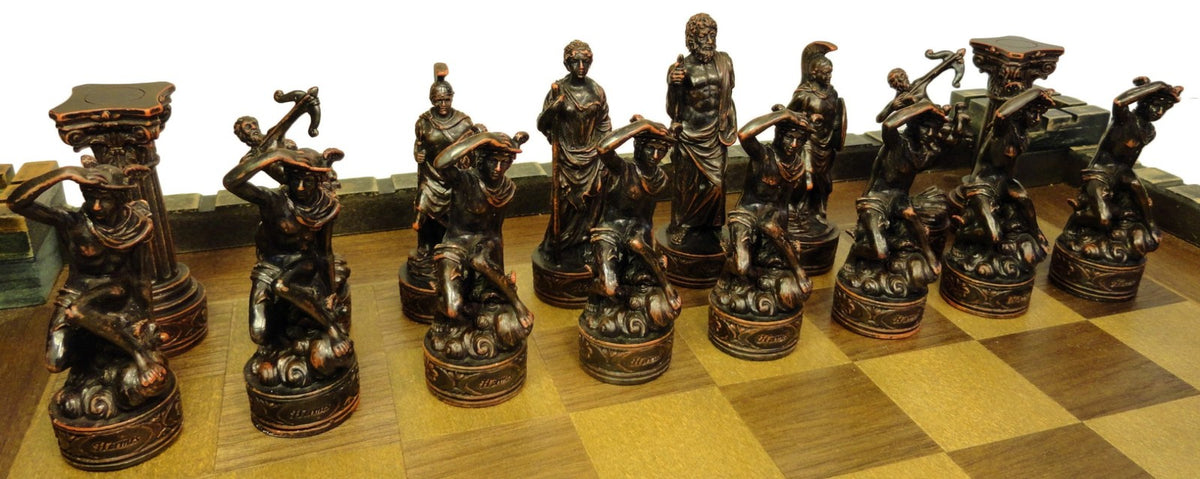 Zeus & Hera Greek Roman Mythology Gods Chess Set with 17" Castle Fortress Board