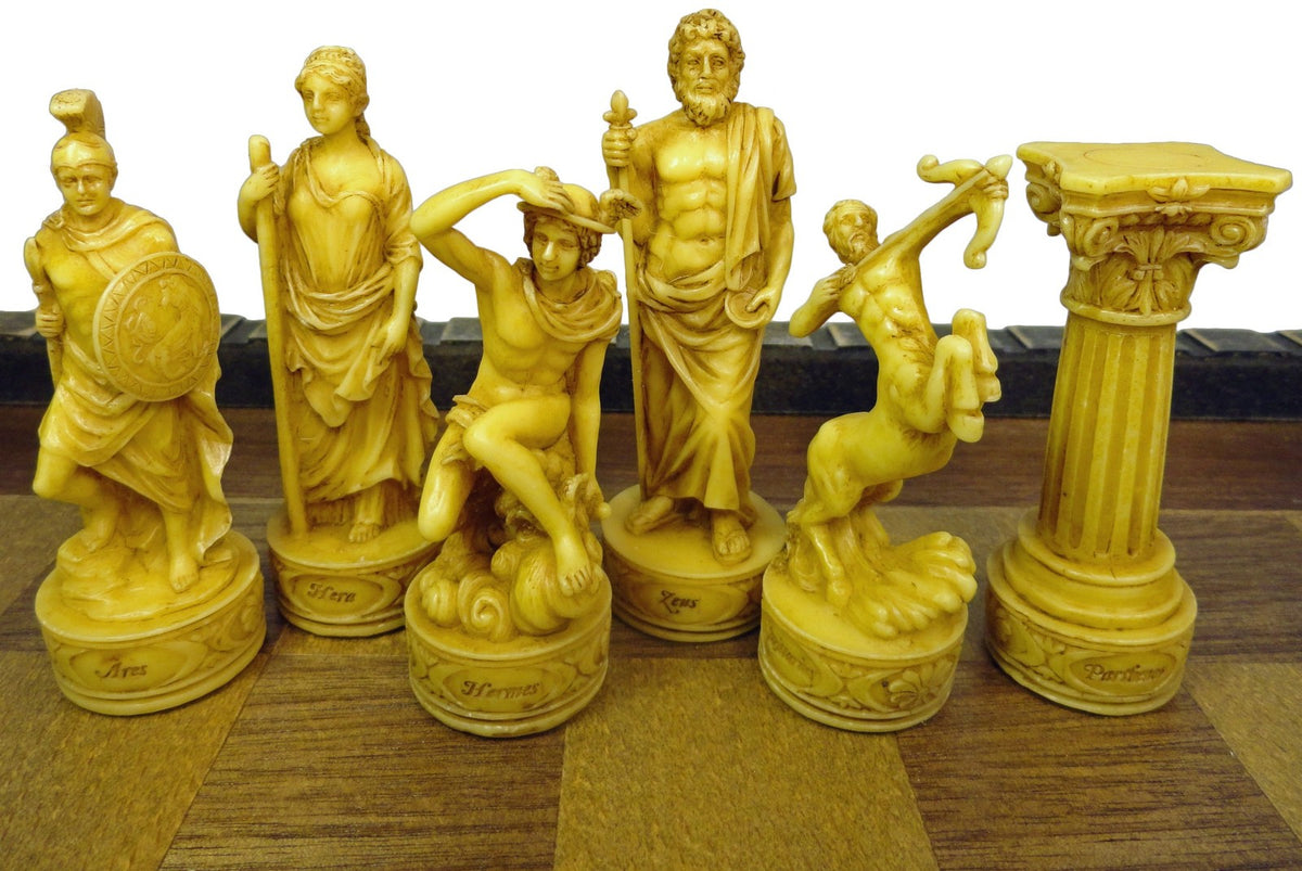 Zeus & Hera Greek Roman Mythology Gods Chess Set with 17" Castle Fortress Board