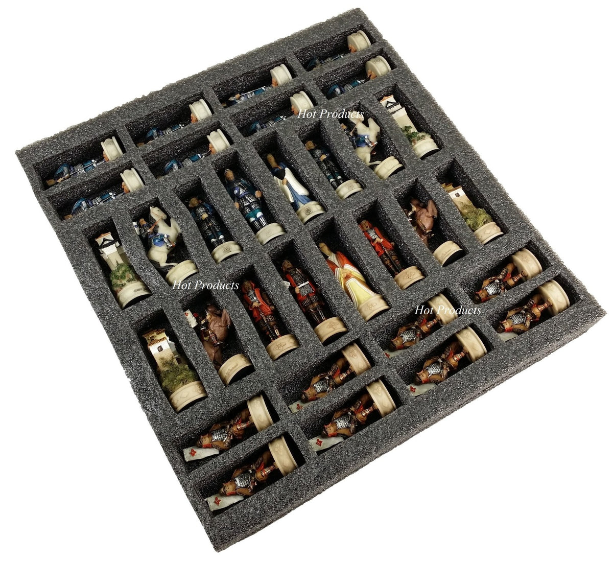 Japanese Samurai Warrior Oriental Chess Men Set with 17" Castle Fortress Board