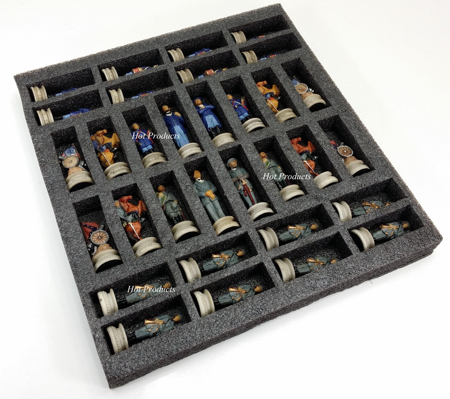 US Civil War Generals Chess Set with 17" Walnut and Maple Board