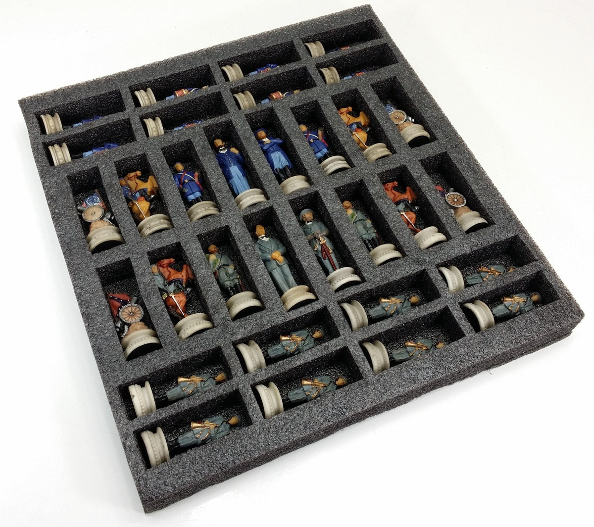 American US Civil War General Queens Chess Men Set w/ 17" Fortress Castle Board