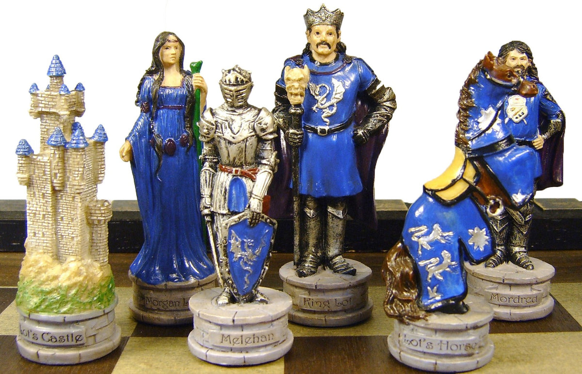 Medieval Times Camelot King Arthur / Sir Lancelot Knight Chess Set Castle Board