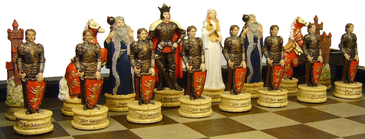 Medieval Times Camelot King Arthur / Sir Lancelot Knight Chess Set Castle Board