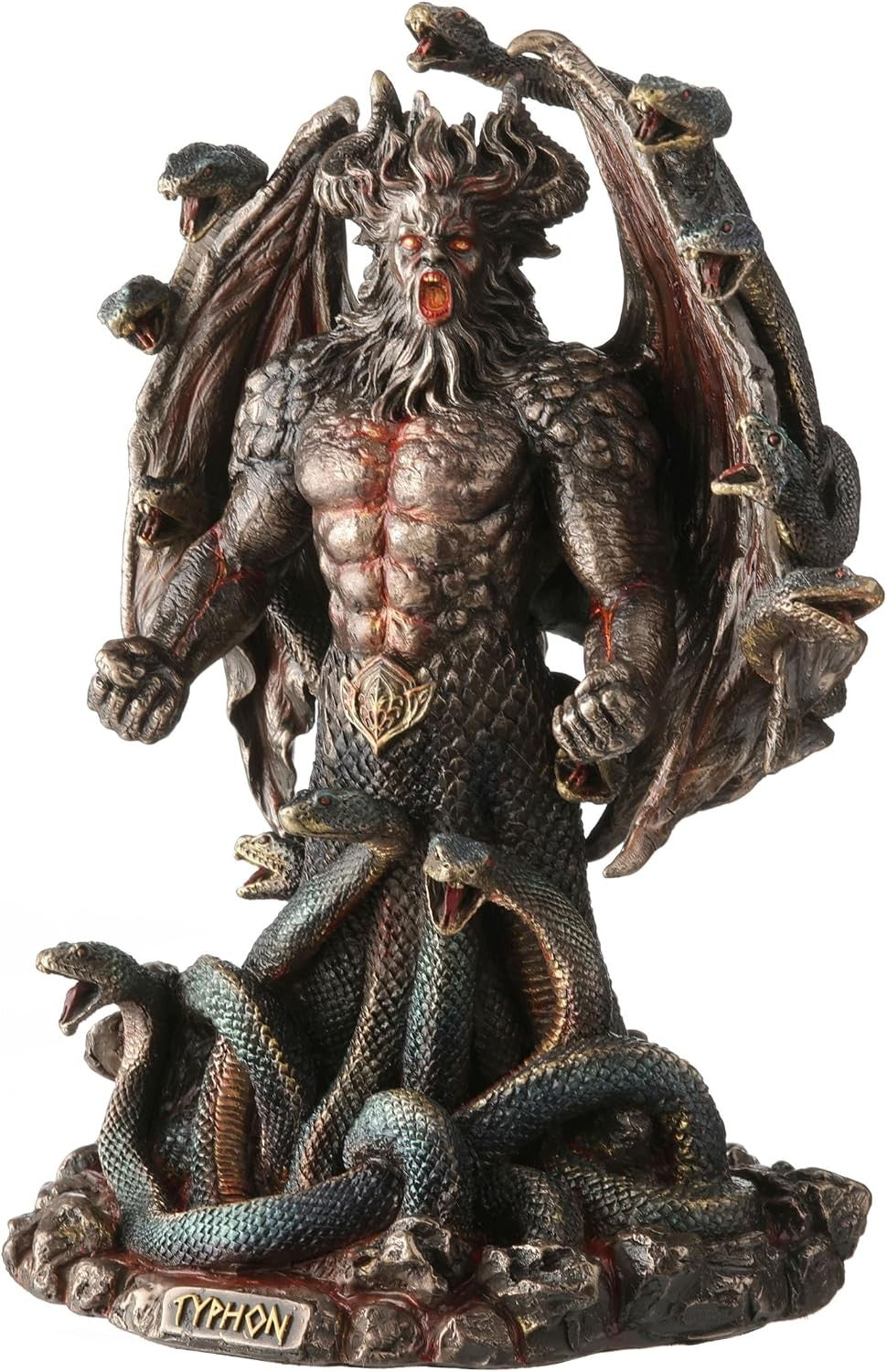 9 1/8 Inch Typhon Greek Scourge of Olympus Serpentine Giant Bronze Color Statue