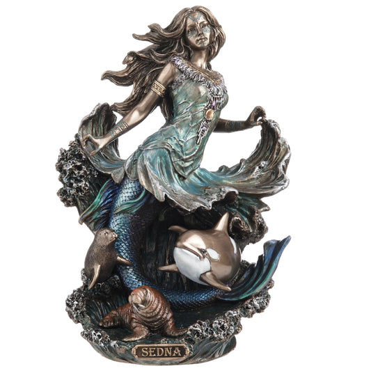 Veronese Design 8 1/2 Inch Sedna The Inuit Goddess of The Sea Cold Cast Resin Bronze Finish Statue Orca Walrus Sea Lion Mermaid Sculpture