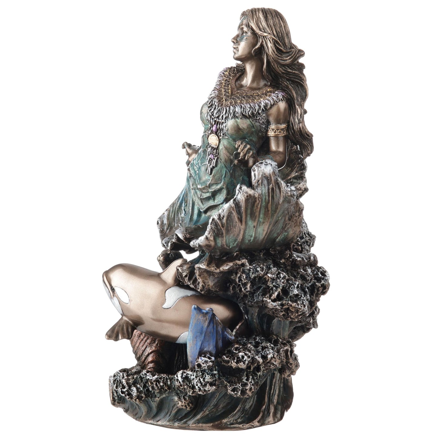 Veronese Design 8 1/2 Inch Sedna The Inuit Goddess of The Sea Cold Cast Resin Bronze Finish Statue Orca Walrus Sea Lion Mermaid Sculpture