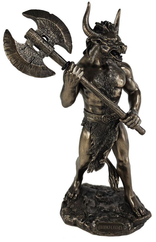 10 3/4" Minotaur Holding Labrys axe Greek Mythology Statue Antique Bronze Color