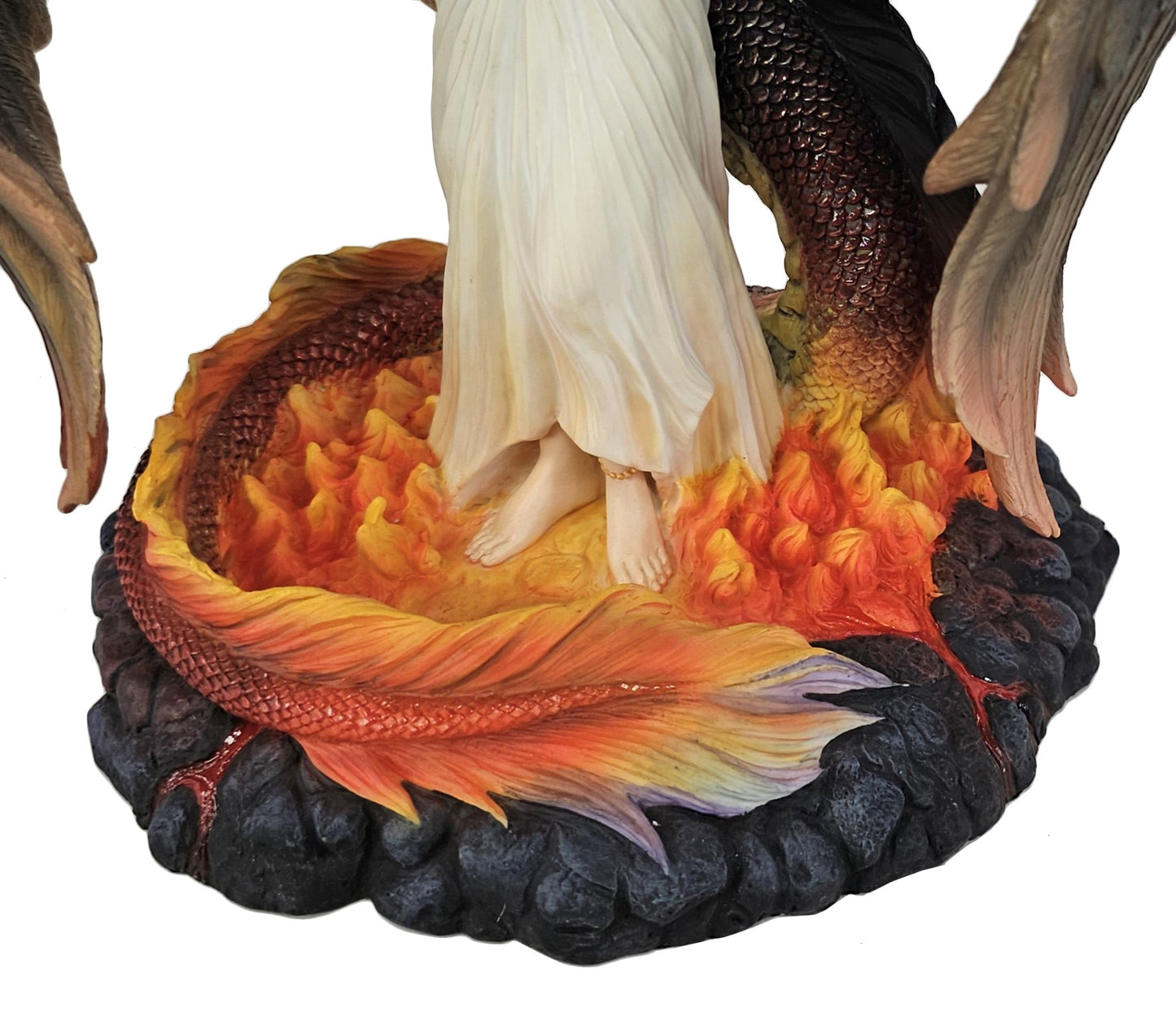 10" Beauty and the Winged Serpentine Gothic Dragon Fantasy Statue Hand Painted