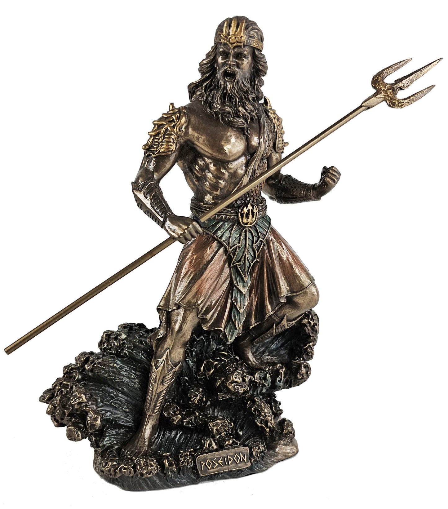 7 3/4" Poseidon Holding Trident GREEK MYTHOLOGY God of Sea Statue Bronze Color