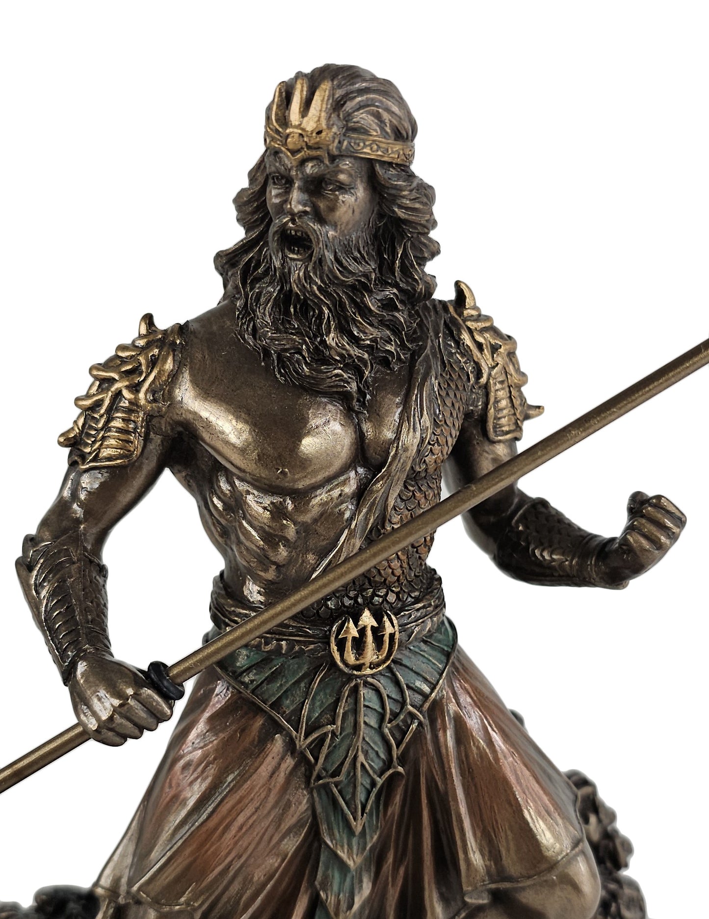 7 3/4" Poseidon Holding Trident GREEK MYTHOLOGY God of Sea Statue Bronze Color