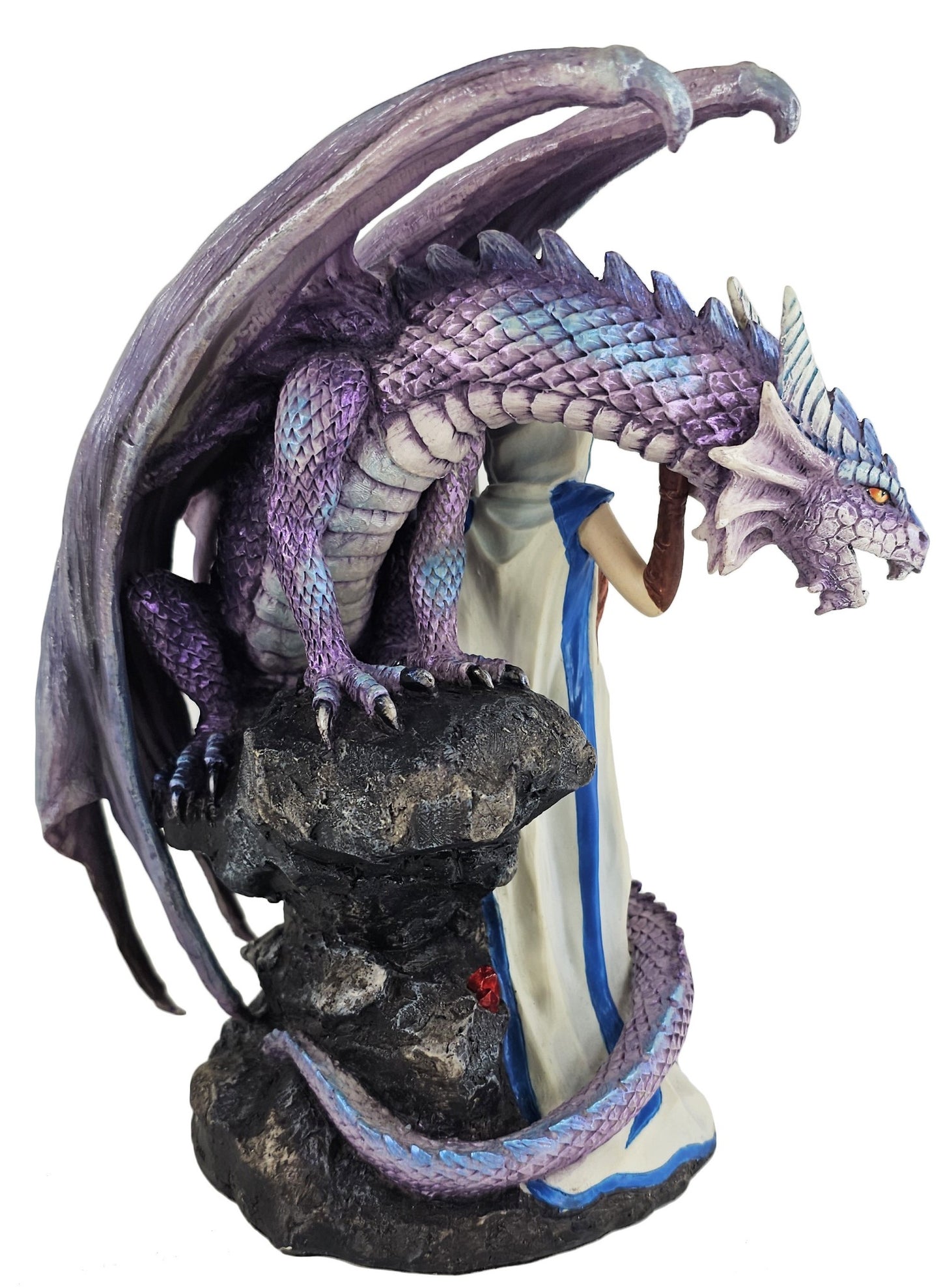 9 1/2" Anne Stokes Dragon Mage Sorceress Statue Hand Painted
