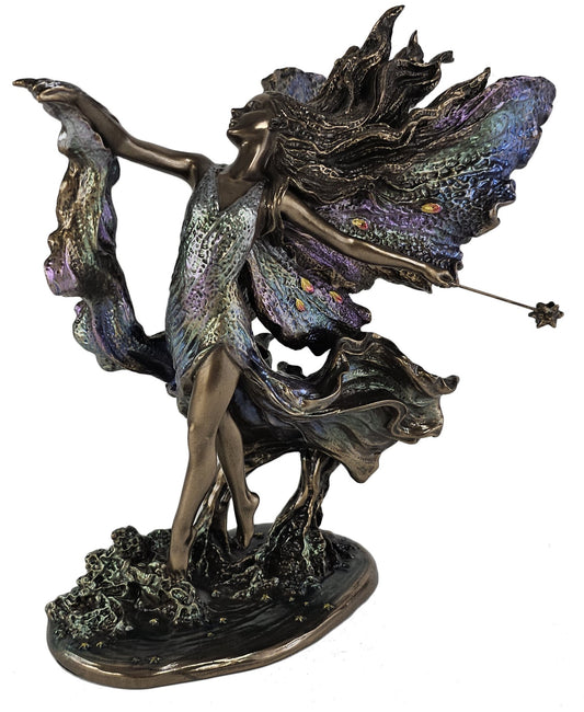9 5/8" Where Moonbeams Fall Bronze Color Fairy Statue Josephine Wall