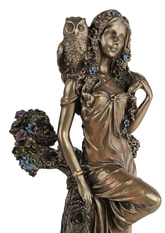 8 1/4" Blodeuwedd Celtic Goddess of Flowers, Spring & Wisdom Statue Bronze Color
