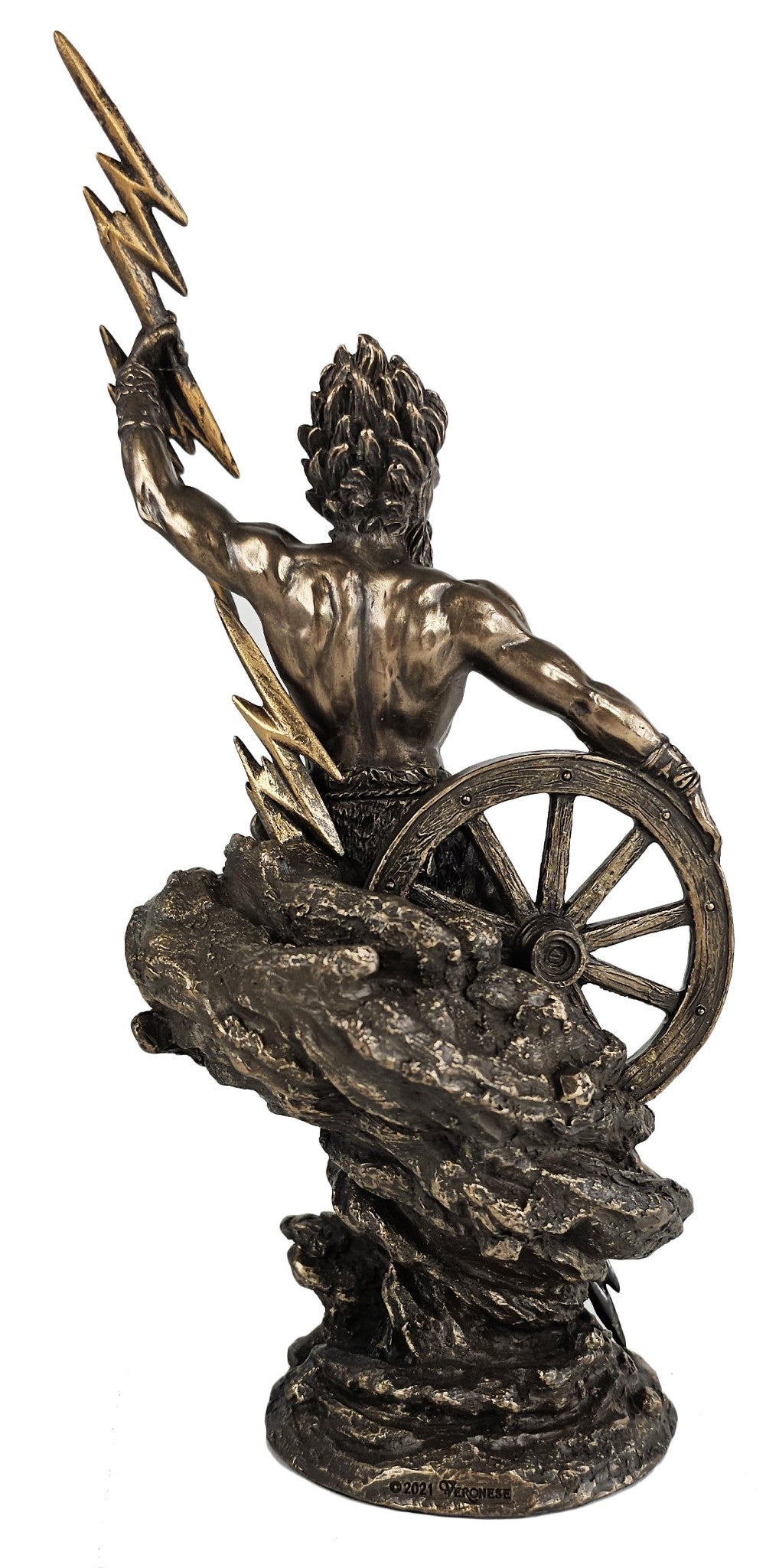 9 3/4" Taranis Celtic God of Thunder Holding Lightning Bolt Statue Bronze Color