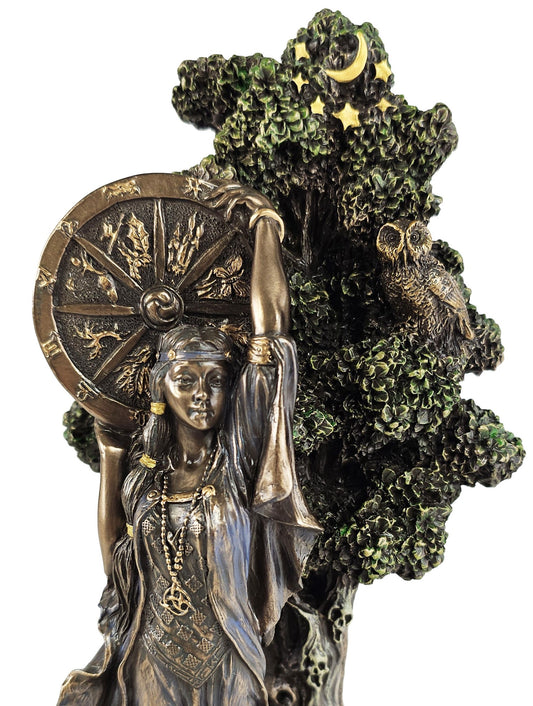 9 1/2" Arianhod Celtic Goddess of Fate, Fertility & Time Statue Bronze Finish
